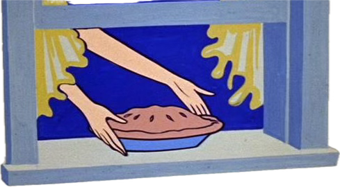 Illustrated pie on a windowsill
